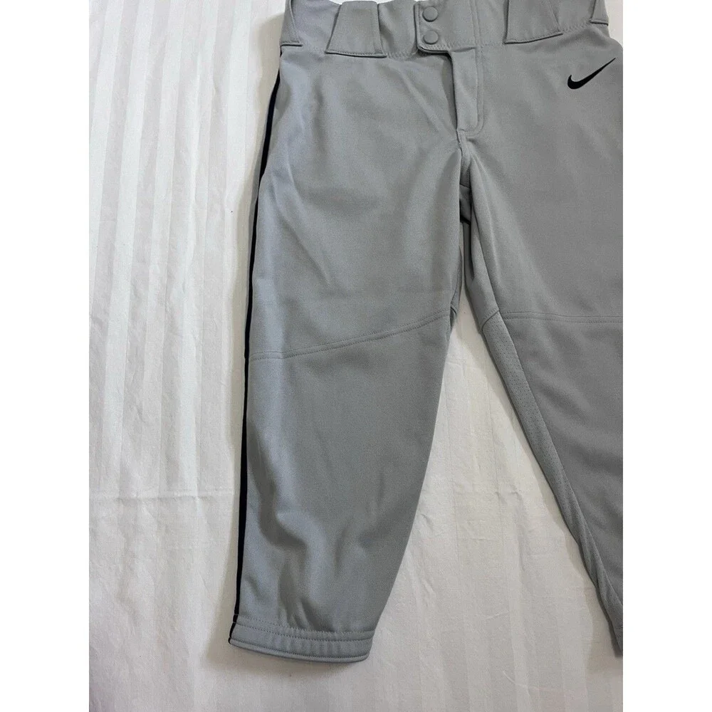 Nike Boys Vapor Select Baseball Pants Large L Gray Piped BQ6444-052 Dri-Fit 3/4